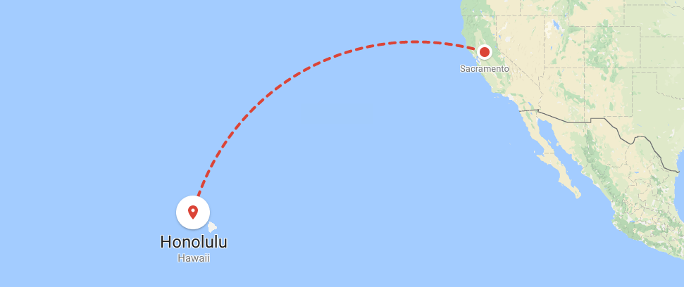 Map of flight to honolulu