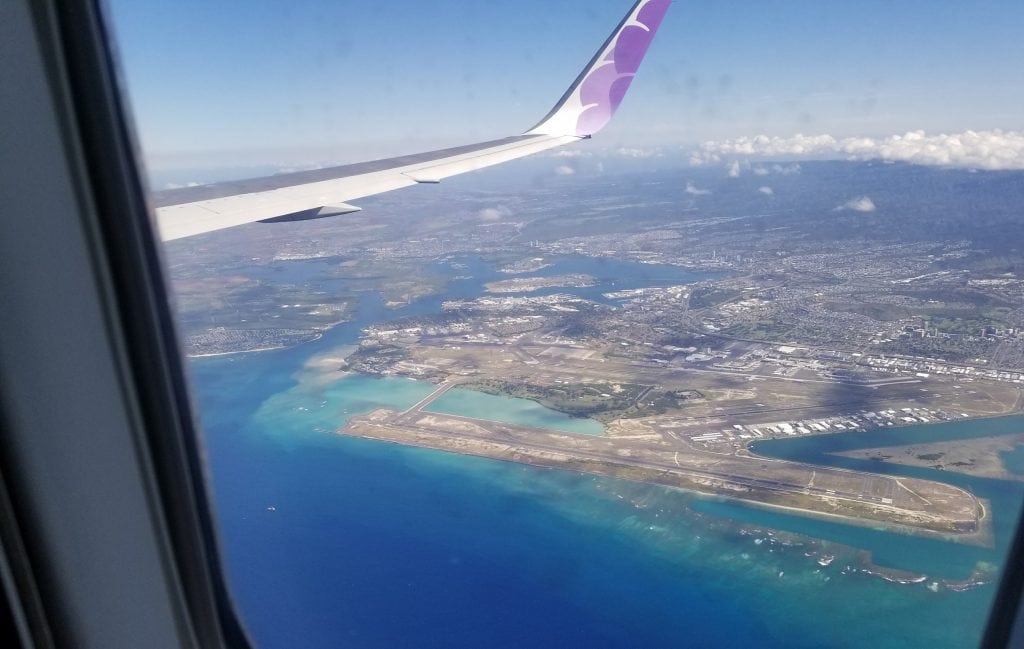 view of honolulu from airplane