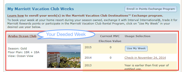 Availabile Marriott Weeks  Screen Shot