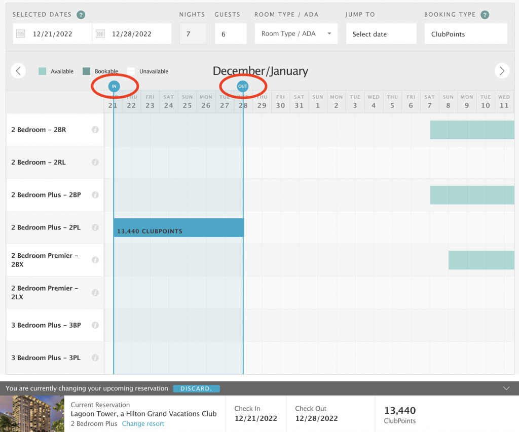 Change Reservation Screen - HGV Dashboard