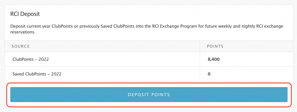 Deposit Points Button - HGV Dashboard