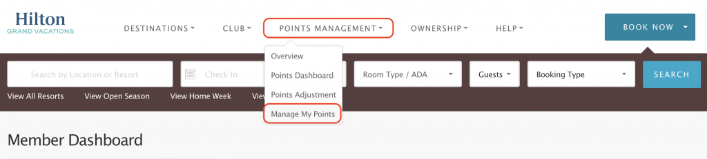 Manage My Points - HGV Dashboard