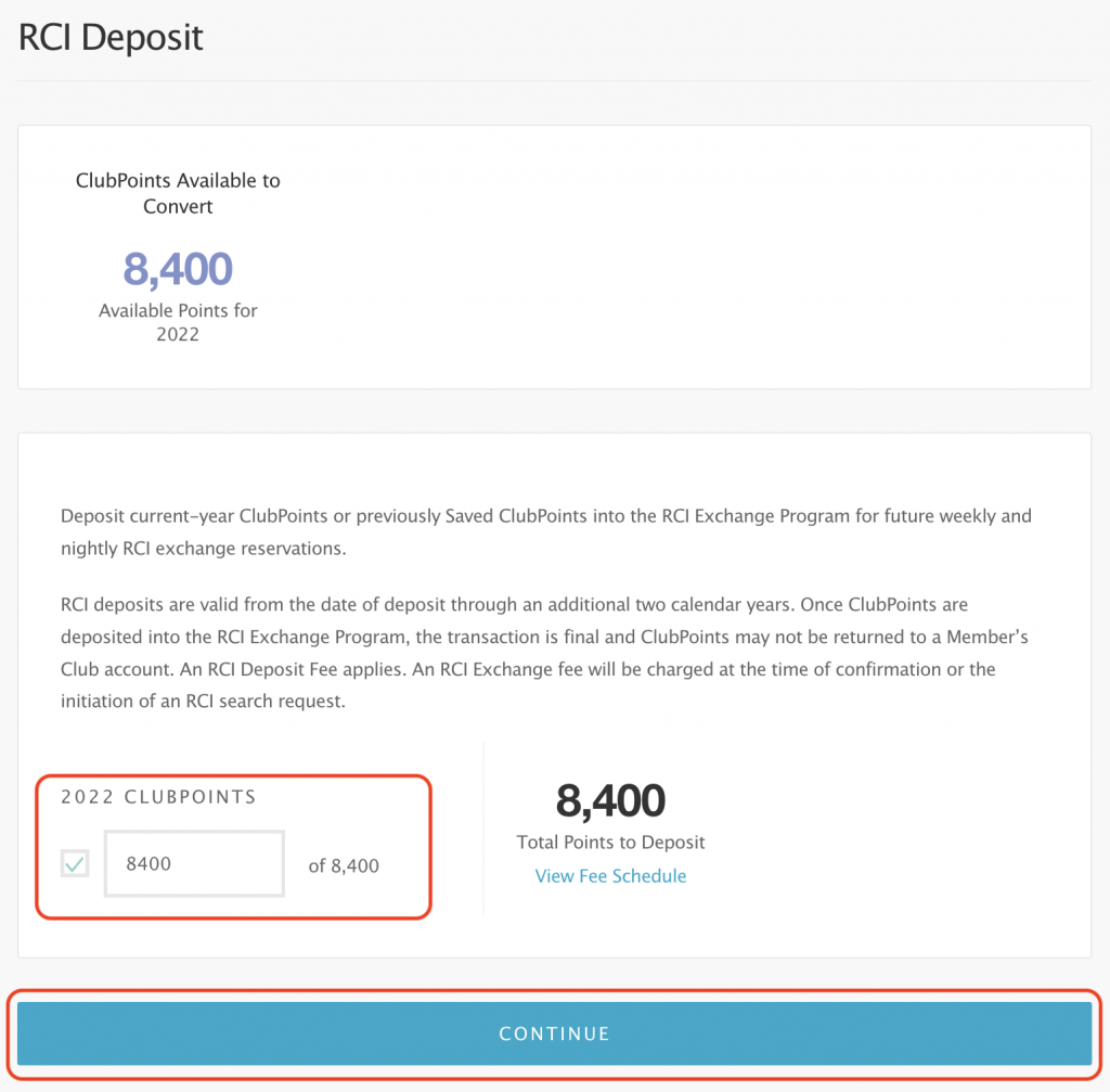 RCI Deposit - HGV Dashboard