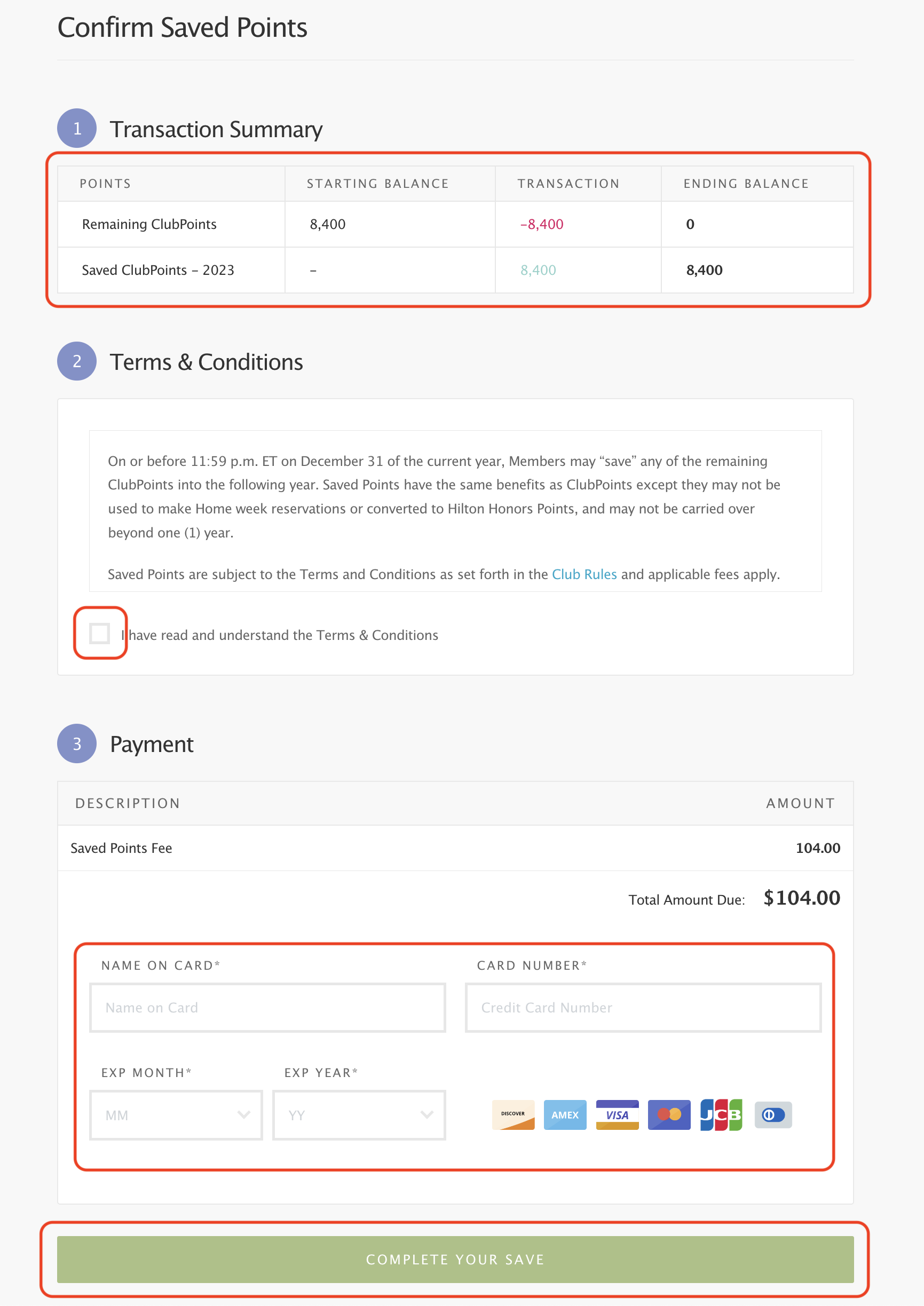 Review Save Points - HGV Dashboard