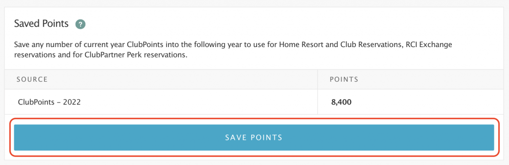 Save Points Button - Manage My Points Page