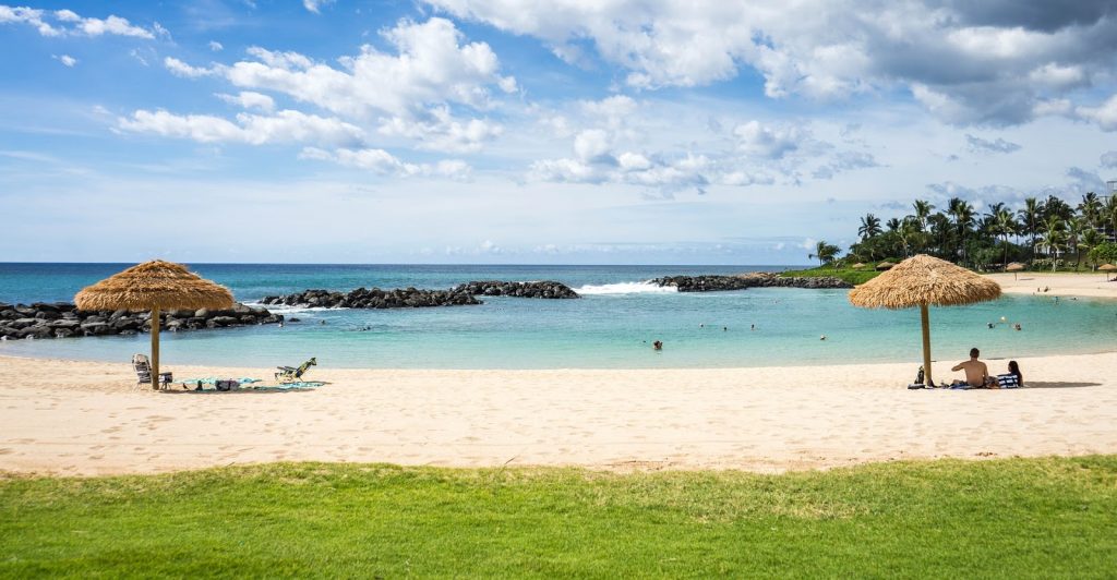 hawaiian beach at a marriott resort